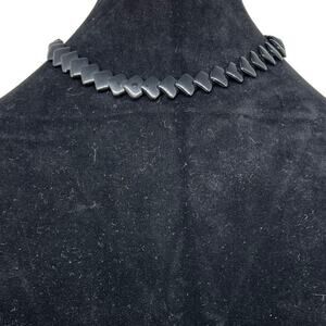 Vintage Trifari Black Geometric Collar Necklace Square Bead Design